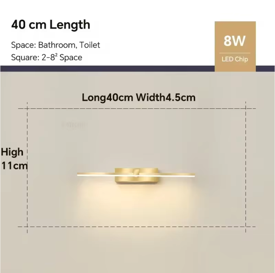 AuraLine LED Mirror Wall Light – Modern Bathroom Lighting | 3 Colour Temperature Vanity Lamp