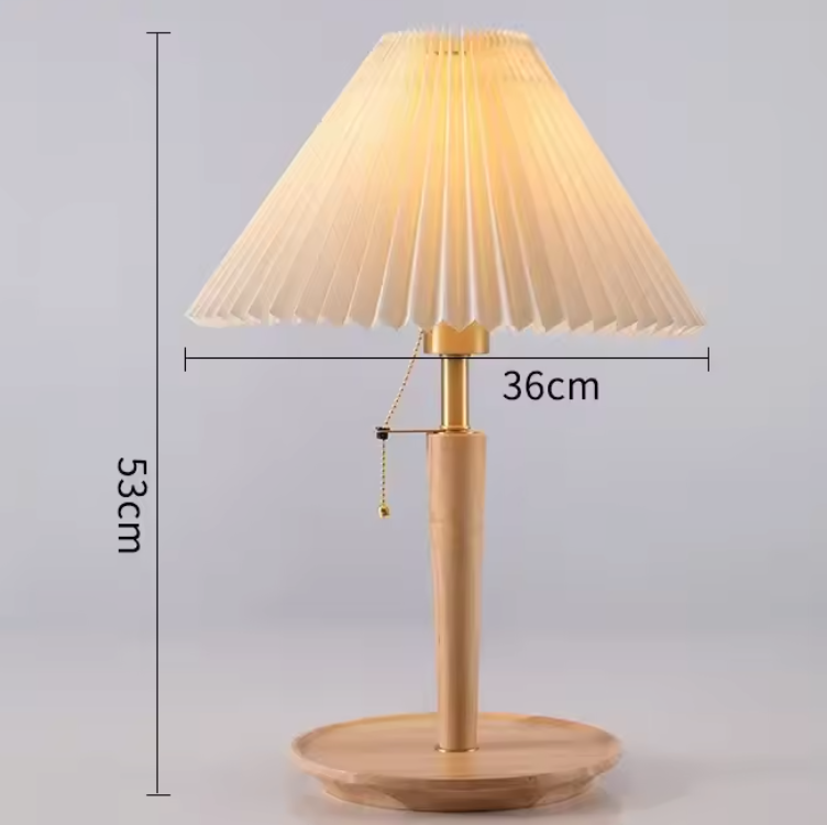 Walden Pleated Table Lamp – Vintage Wooden Lighting | Mid-Century Ambient Design