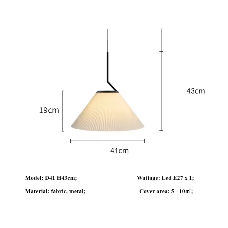 Nordic Plissé Cream Pendant Light – Scandinavian Pleated Hanging Lamp | Elegant Minimalist Ceiling Lighting