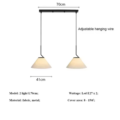 Nordic Plissé Cream Pendant Light – Scandinavian Pleated Hanging Lamp | Elegant Minimalist Ceiling Lighting