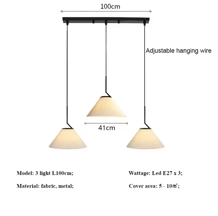 Nordic Plissé Cream Pendant Light – Scandinavian Pleated Hanging Lamp | Elegant Minimalist Ceiling Lighting