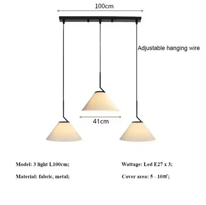 Nordic Plissé Cream Pendant Light – Scandinavian Pleated Hanging Lamp | Elegant Minimalist Ceiling Lighting