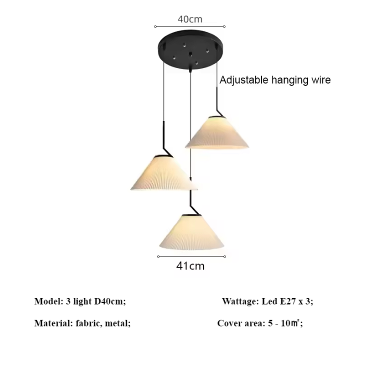 Nordic Plissé Cream Pendant Light – Scandinavian Pleated Hanging Lamp | Elegant Minimalist Ceiling Lighting