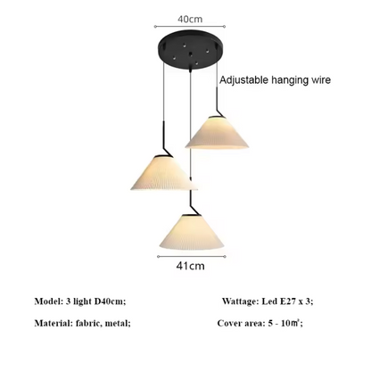 Nordic Plissé Cream Pendant Light – Scandinavian Pleated Hanging Lamp | Elegant Minimalist Ceiling Lighting