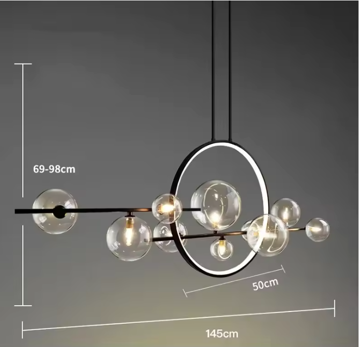 Elara Glass Globe Chandelier – Modern Ring Chandelier | Elegant Contemporary Statement Lighting