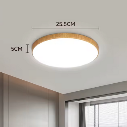 Round Acrylic LED Ceiling Light – Minimalist Wooden Ceiling Lamp | Modern Ambient Interior Lighting