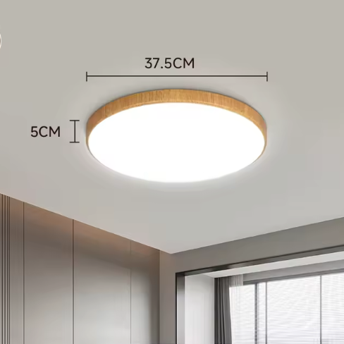 Round Acrylic LED Ceiling Light – Minimalist Wooden Ceiling Lamp | Modern Ambient Interior Lighting