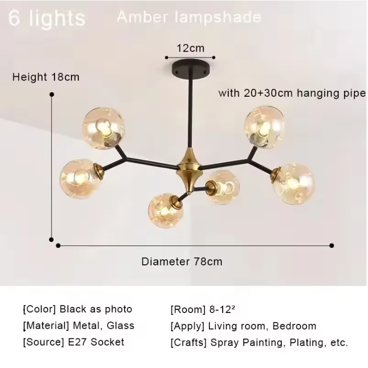 Aurelia Glass Chandelier – Modern Blown Glass Ceiling Light | Scandinavian Luxury Interior Lighting