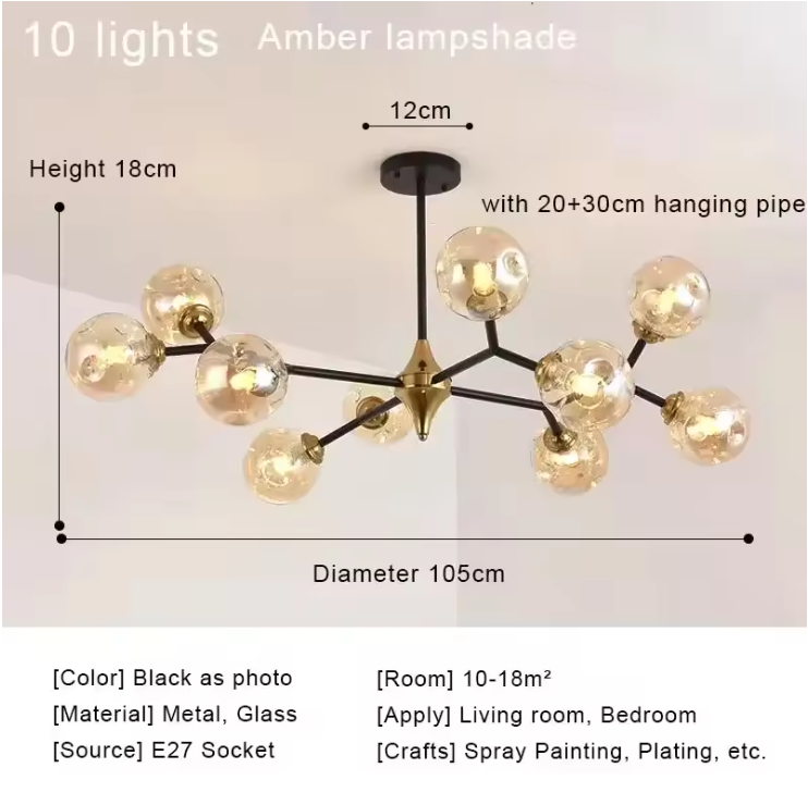 Aurelia Glass Chandelier – Modern Blown Glass Ceiling Light | Scandinavian Luxury Interior Lighting