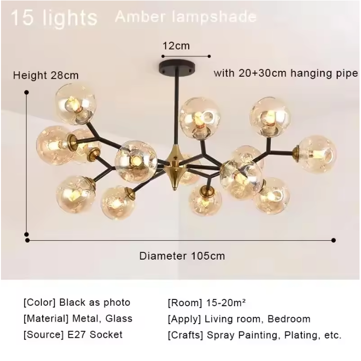 Aurelia Glass Chandelier – Modern Blown Glass Ceiling Light | Scandinavian Luxury Interior Lighting