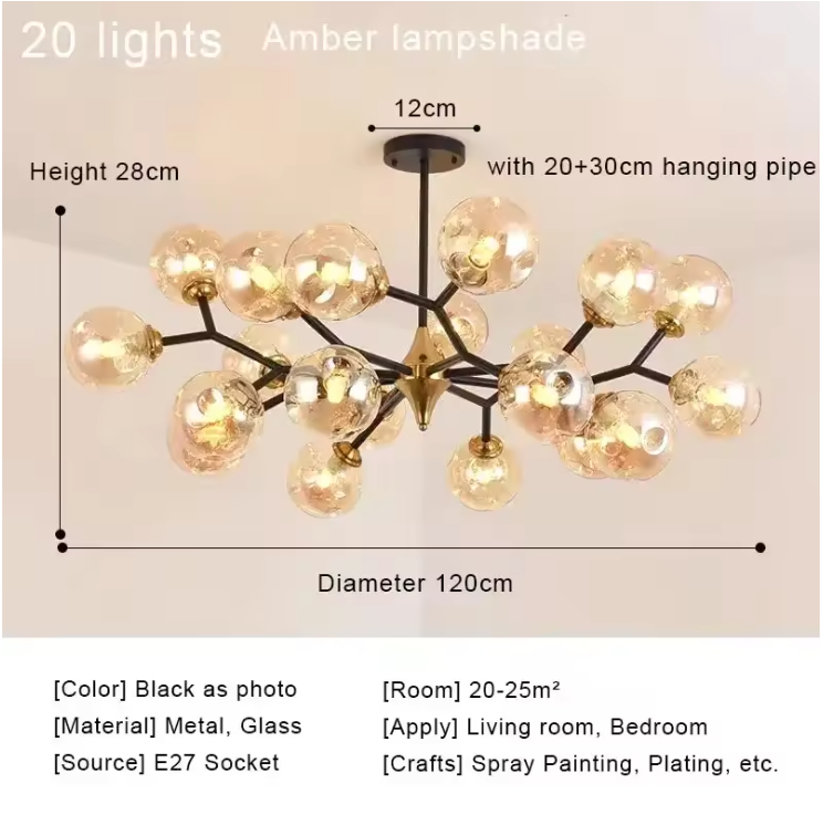 Aurelia Glass Chandelier – Modern Blown Glass Ceiling Light | Scandinavian Luxury Interior Lighting