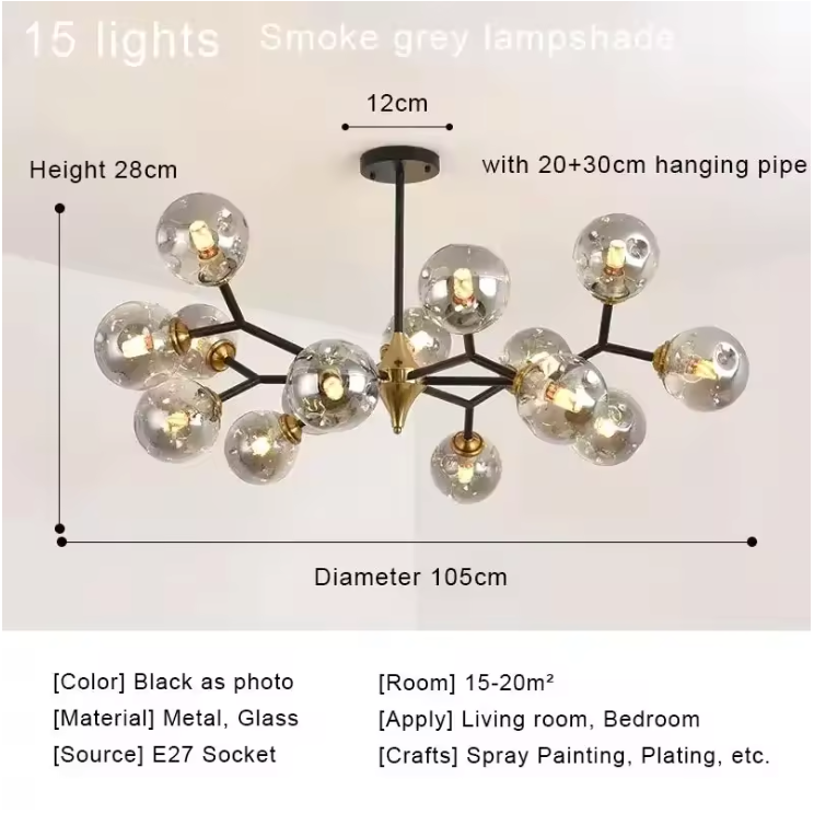 Aurelia Glass Chandelier – Modern Blown Glass Ceiling Light | Scandinavian Luxury Interior Lighting