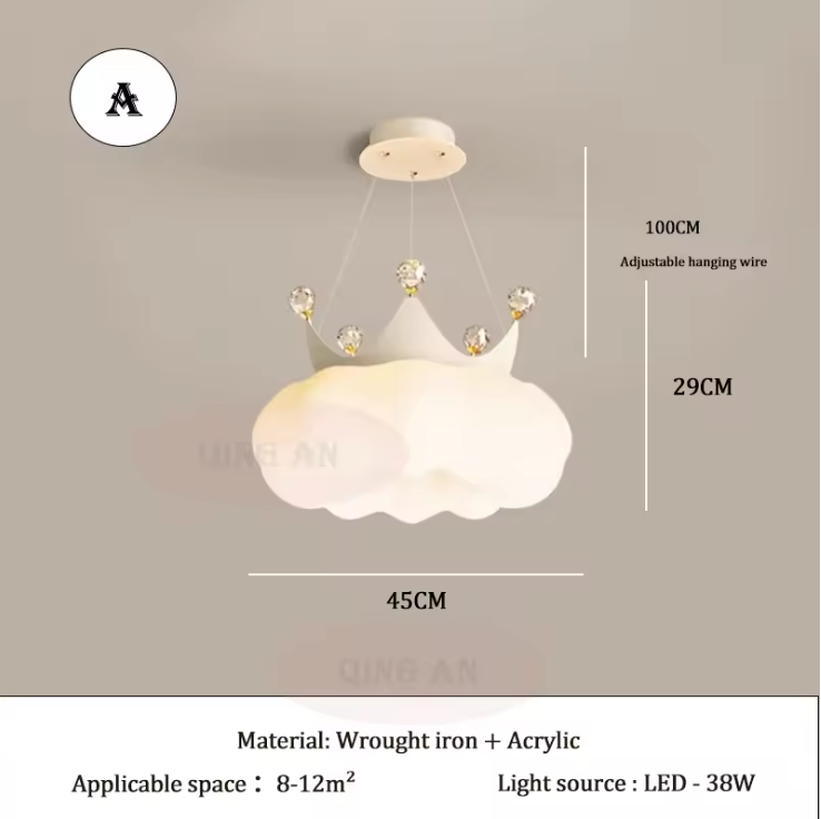 Rosabelle Crown Pendant Light – French Princess Hanging Lamp | Elegant Kids Room Lighting with Fairytale Charm
