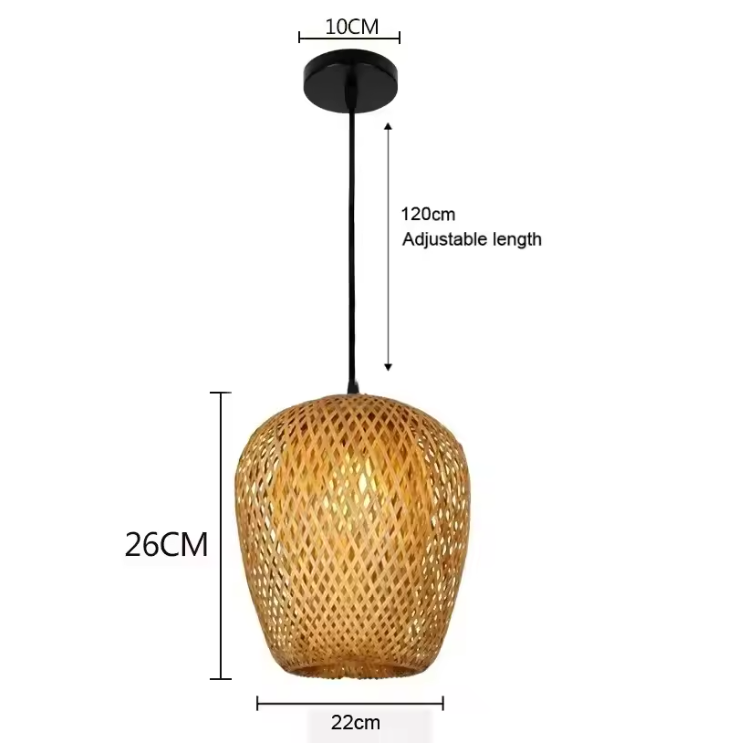 Kiyora Bamboo Pendant Light – Handwoven Asian Hanging Lamp | Natural Japandi Lighting for Calm Interiors