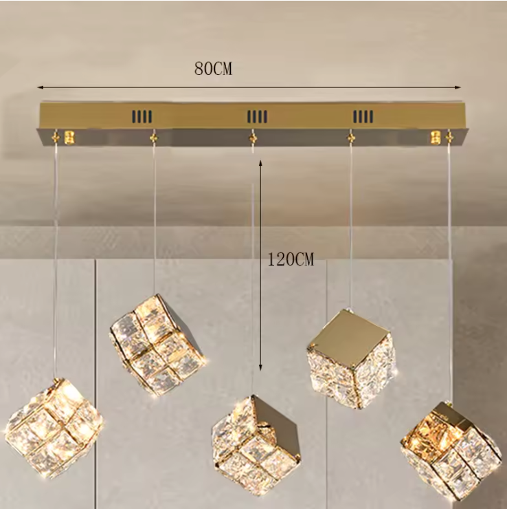 Aurelium Crystal Pendant Light – Modern Staircase Chandelier | Luxury LED Hanging Lamp for Grand Interiors