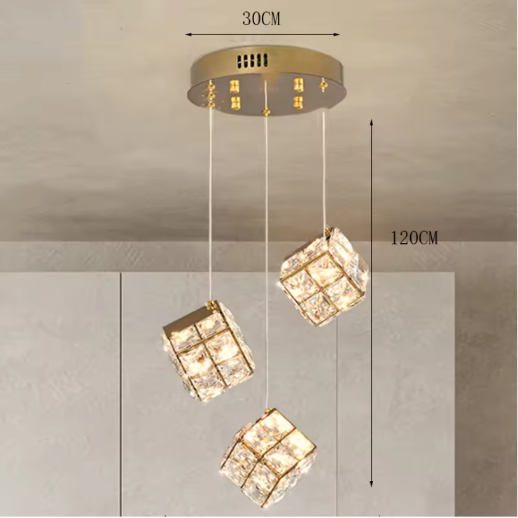 Aurelium Crystal Pendant Light – Modern Staircase Chandelier | Luxury LED Hanging Lamp for Grand Interiors