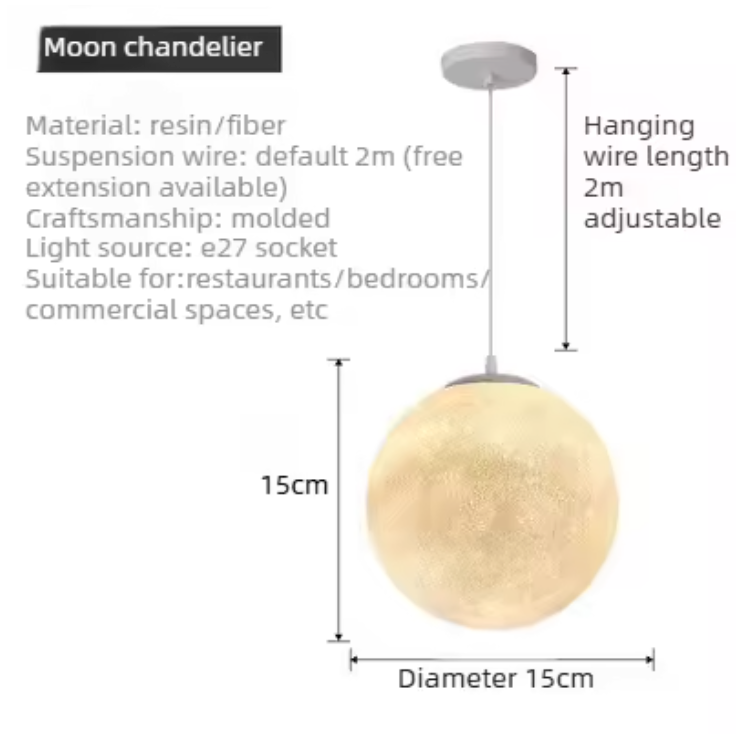 Moon Pendant Light – Modern Moon-Inspired Hanging Lamp | Integrated LED Ambient Lighting