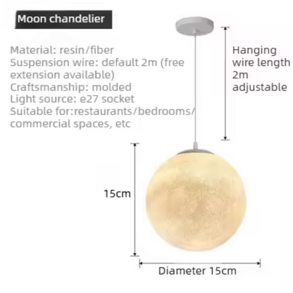 Moon Pendant Light – Modern Moon-Inspired Hanging Lamp | Integrated LED Ambient Lighting