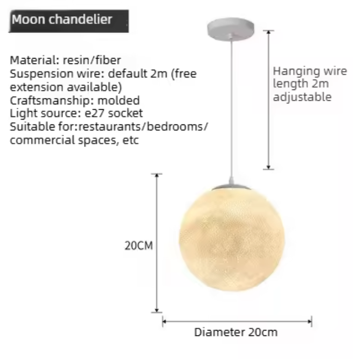Moon Pendant Light – Modern Moon-Inspired Hanging Lamp | Integrated LED Ambient Lighting