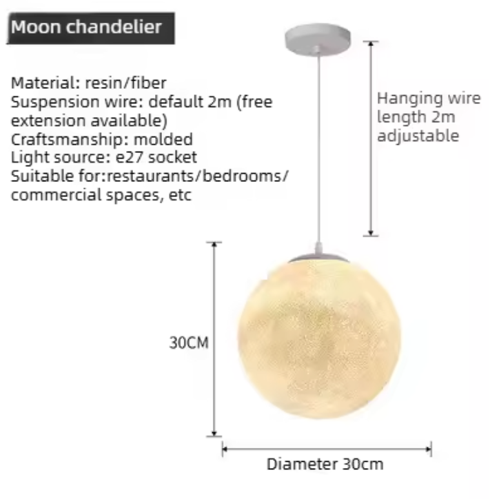 Moon Pendant Light – Modern Moon-Inspired Hanging Lamp | Integrated LED Ambient Lighting