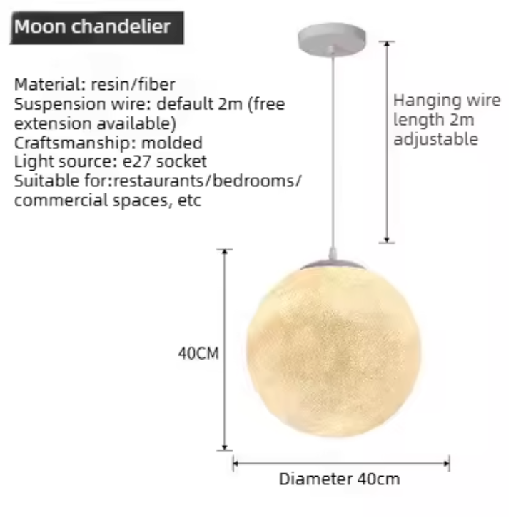 Moon Pendant Light – Modern Moon-Inspired Hanging Lamp | Integrated LED Ambient Lighting