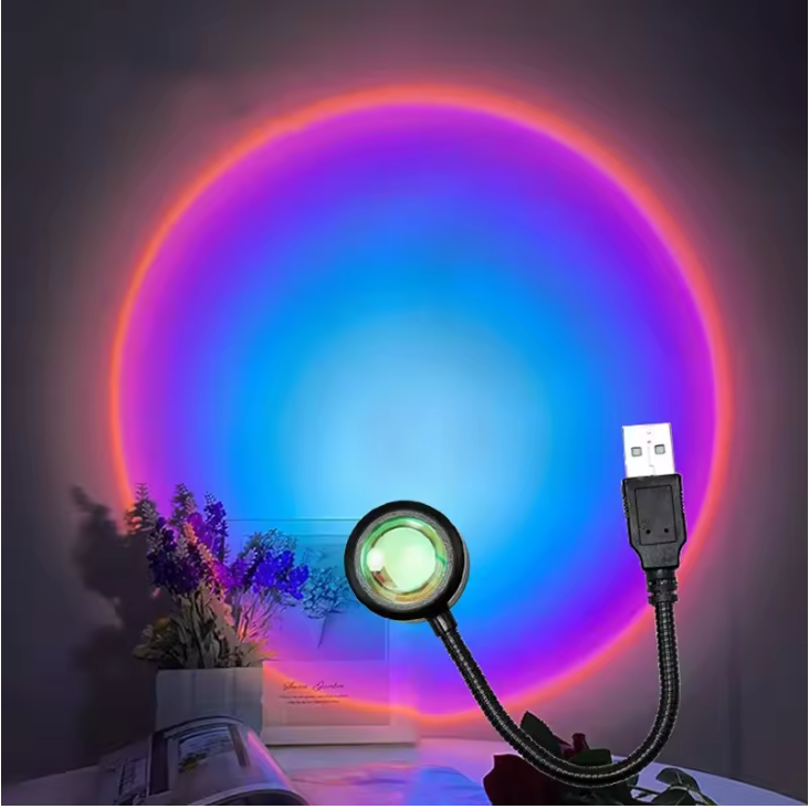SunGlow USB Sunset LED Projector – Rainbow Night Light for Bedrooms & Ambient Lighting