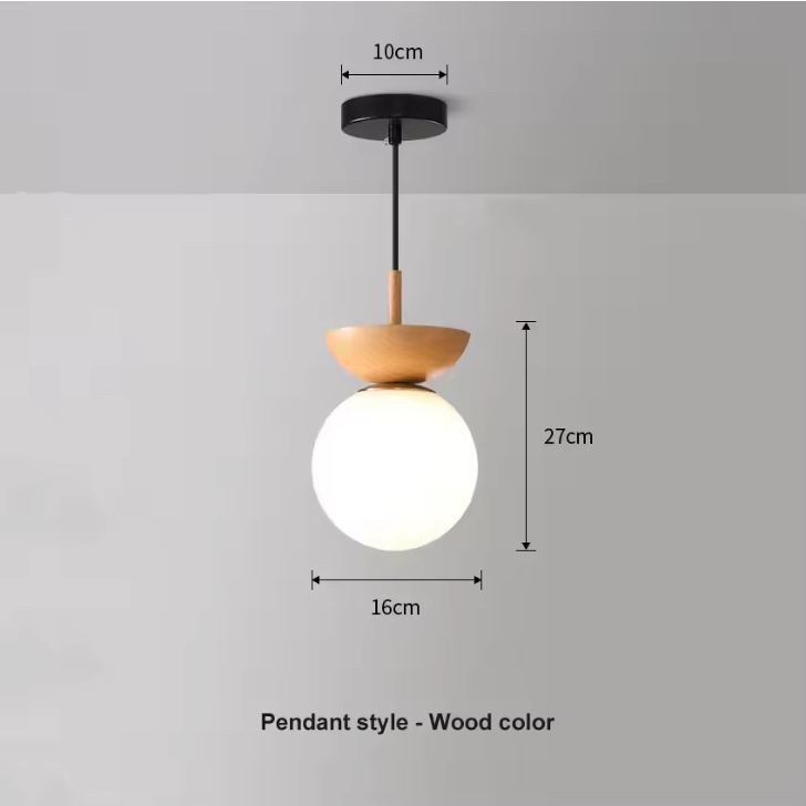 Nordic Half Wooden Pendant Light – Minimalist Scandinavian Hanging Lamp | Natural Modern Ceiling Lighting