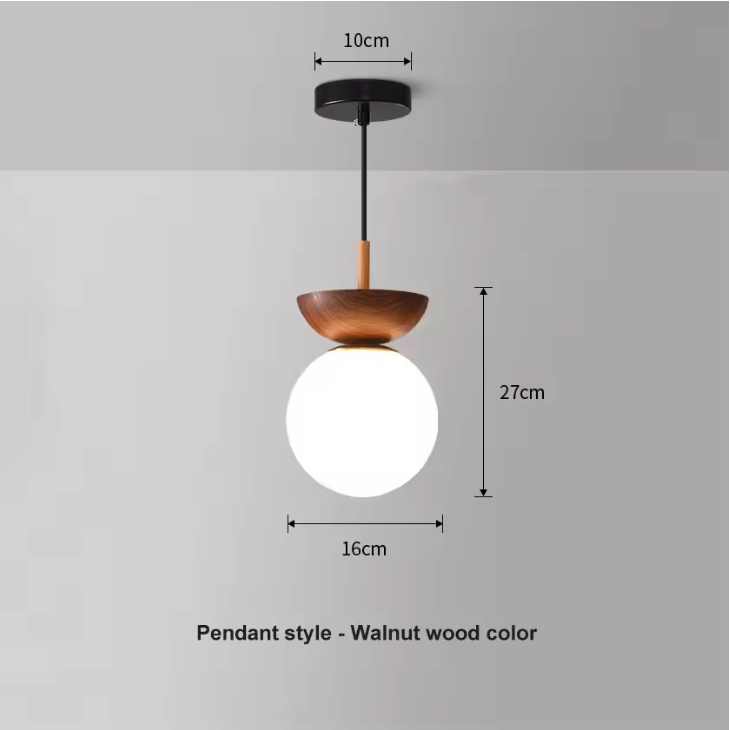 Nordic Half Wooden Pendant Light – Minimalist Scandinavian Hanging Lamp | Natural Modern Ceiling Lighting