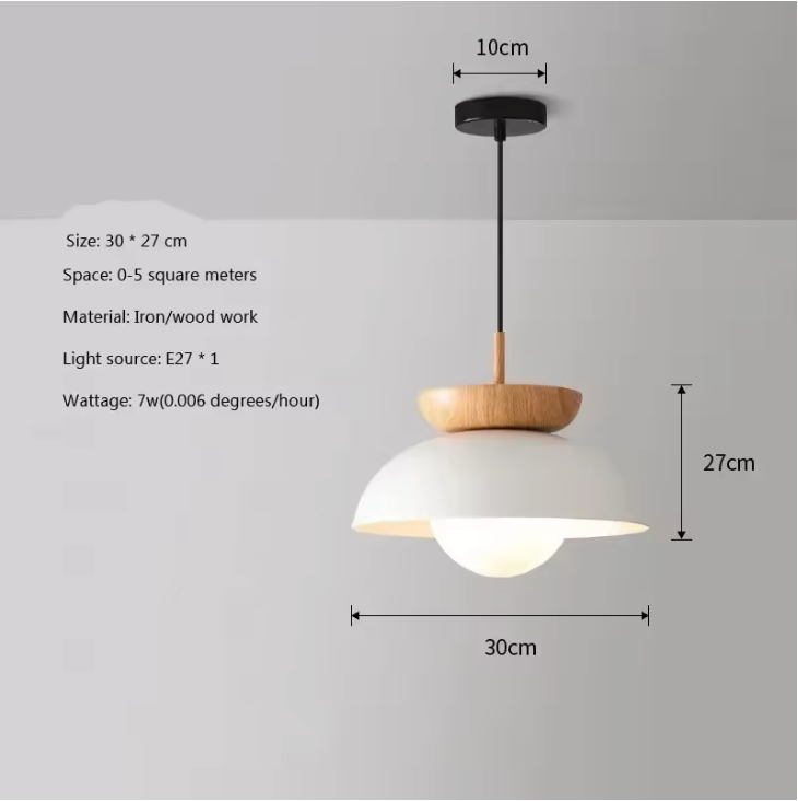 Nordic Half Wooden Pendant Light – Minimalist Scandinavian Hanging Lamp | Natural Modern Ceiling Lighting
