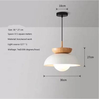 Nordic Half Wooden Pendant Light – Minimalist Scandinavian Hanging Lamp | Natural Modern Ceiling Lighting