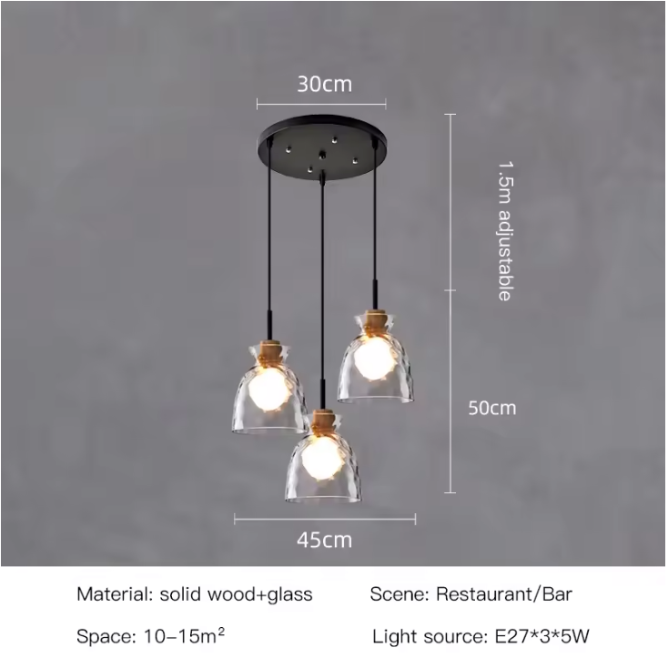 TOKYO Glass Chandelier – Minimalist Modern Pendant Light | Elegant Ambient Interior Lighting
