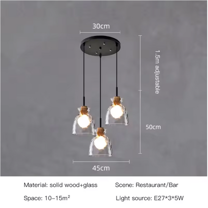 TOKYO Glass Chandelier – Minimalist Modern Pendant Light | Elegant Ambient Interior Lighting