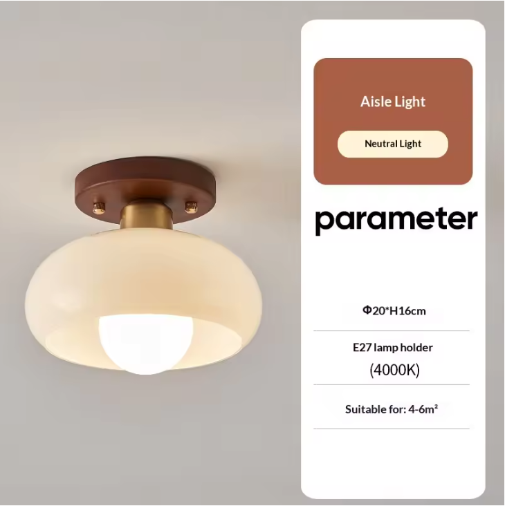 Vintage White Ceiling Light – Small Hallway Flush Mount Lamp | Classic Elegant Interior Lighting