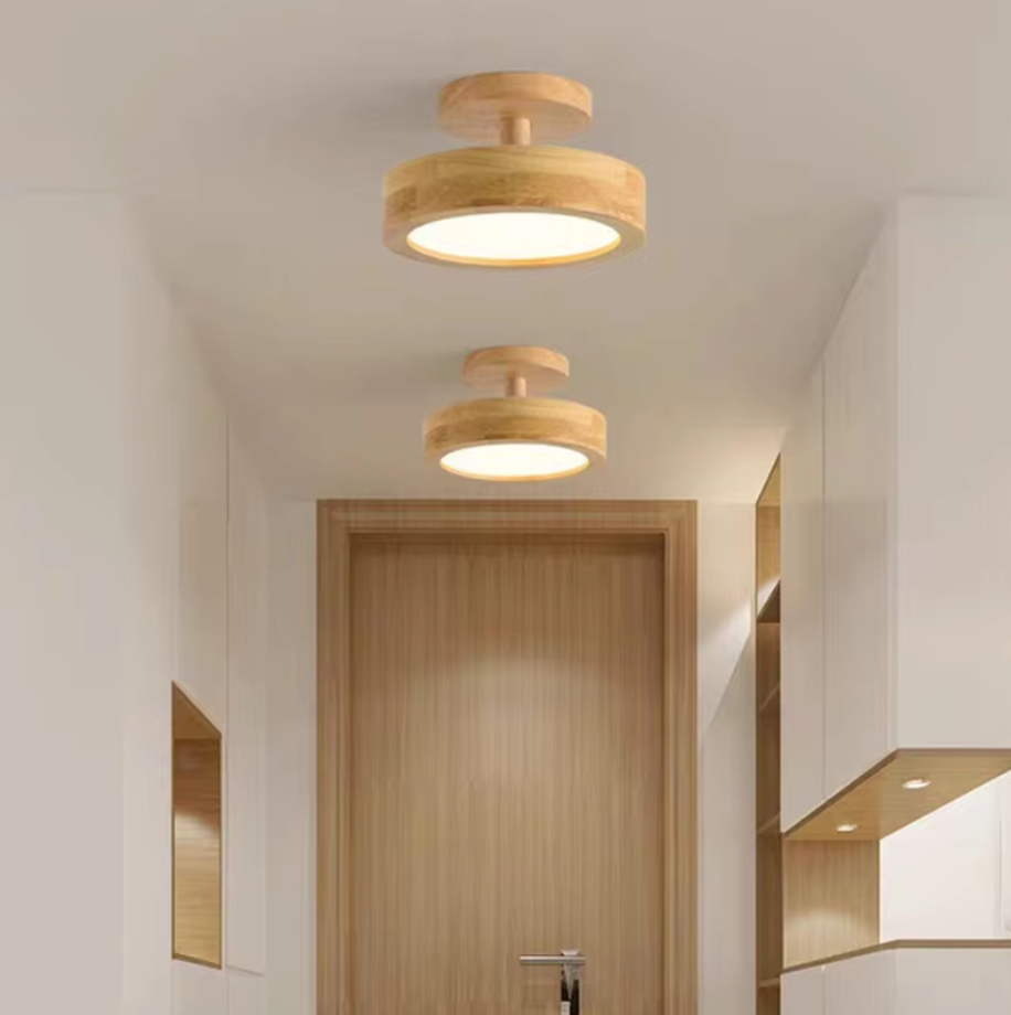 Nordelle Wood LED Ceiling Light – Modern Flush Mount Lamp | Scandinavian Natural Interior Lighting