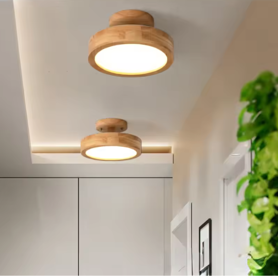 Nordelle Wood LED Ceiling Light – Modern Flush Mount Lamp | Scandinavian Natural Interior Lighting