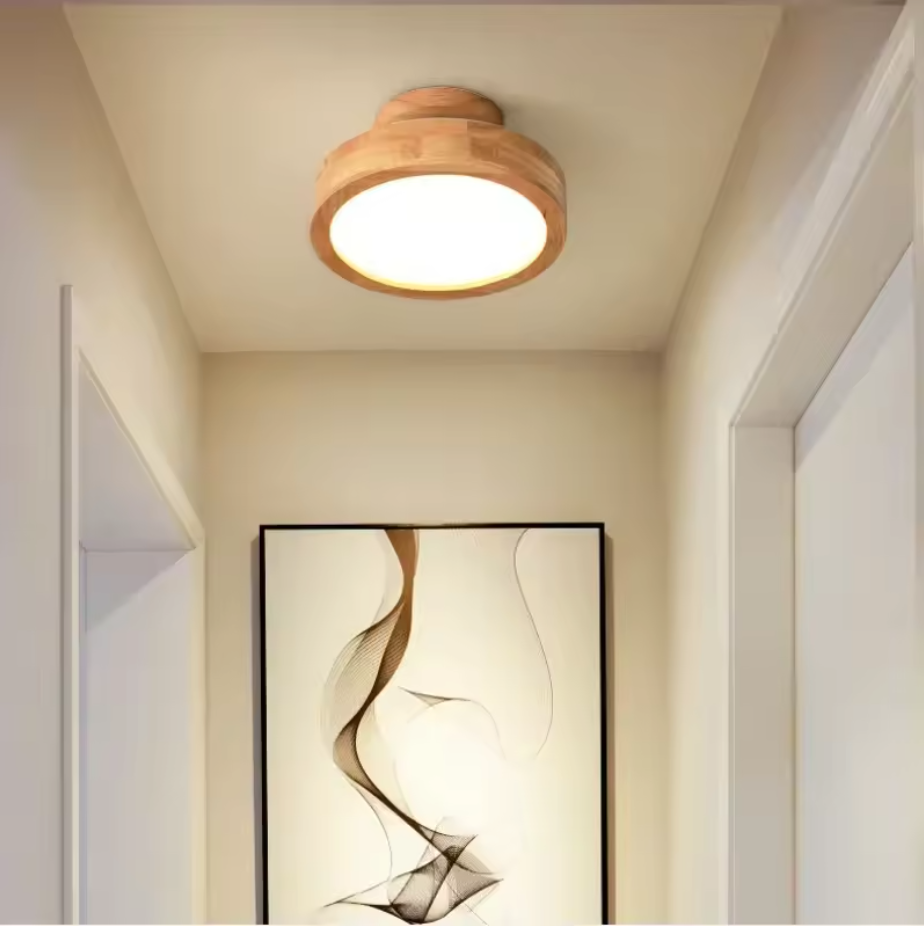Nordelle Wood LED Ceiling Light – Modern Flush Mount Lamp | Scandinavian Natural Interior Lighting