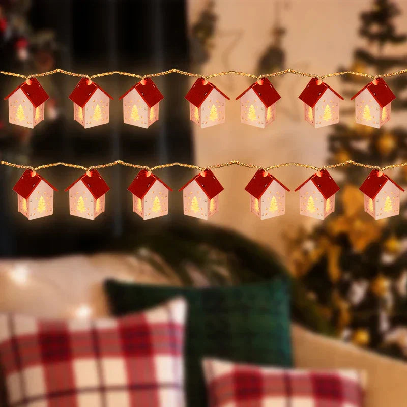 NordiHaus LED Wooden House String Lights – Scandinavian Christmas Decoration Collection 2025