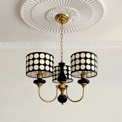 Traditional Copper Chandelier with Fabric Shades – Luxury Classic Ceiling Light | Elegant Ambient Lighting