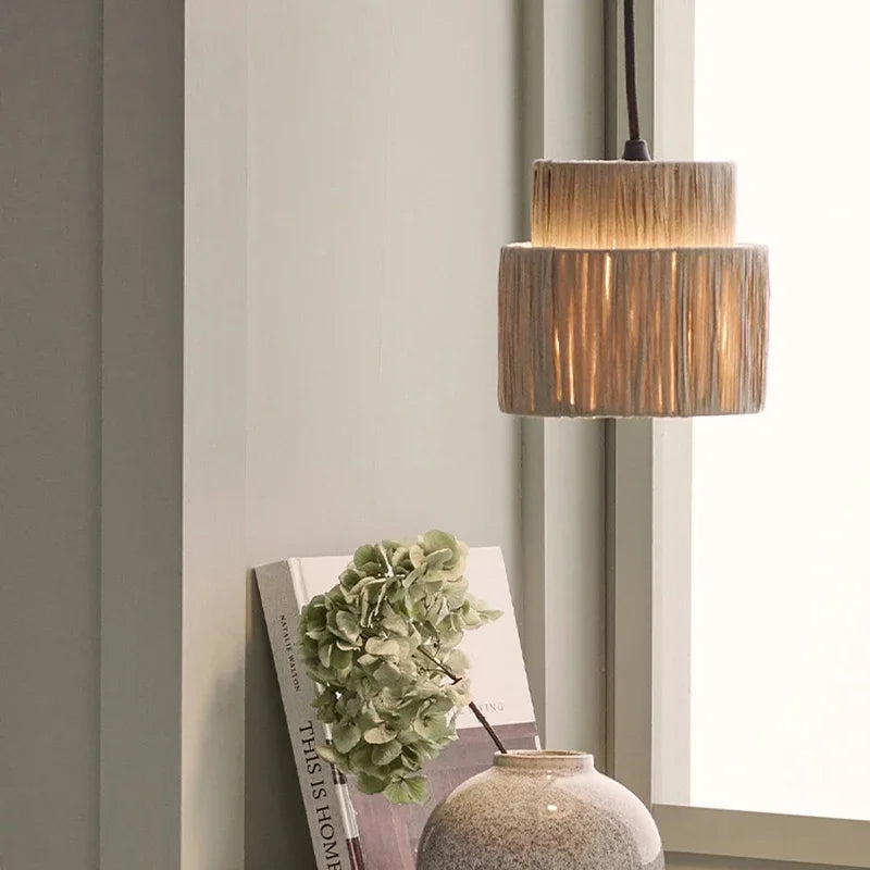 Wabi Sabi Rattan Pendant Light – Handwoven Japanese Ceiling Lamp | Natural Ambient Lighting | Artisan Interior Feature
