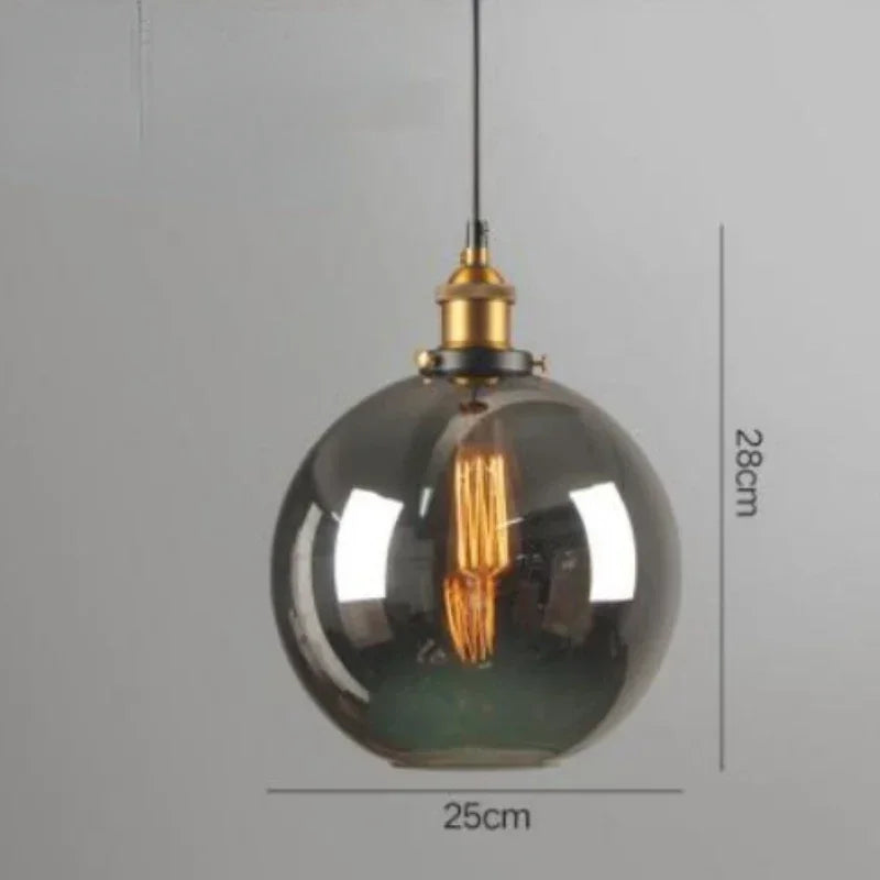 Scandinavian Glass Pendant Light – Vintage Loft E27 Ceiling Lamp | Elegant Ambient Lighting | Contemporary Nordic Interior Feature