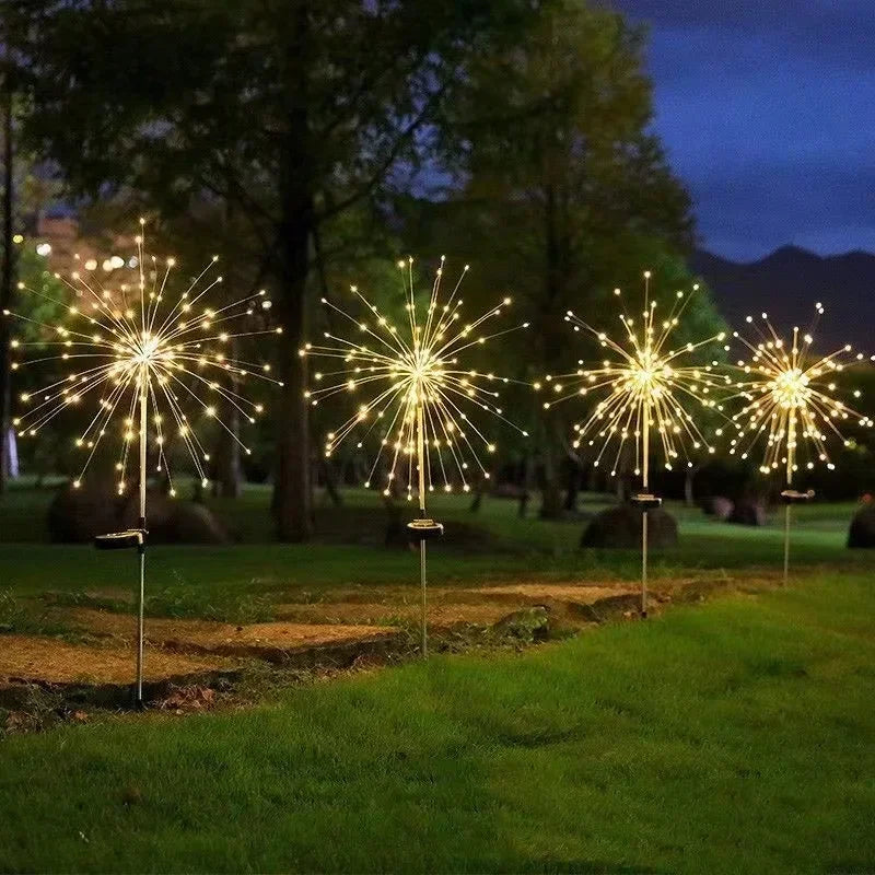 Solar LED Firework Christmas Lights – 200 LED Copper Wire Garden Lights for Pathways, Patios & Festive Decorations