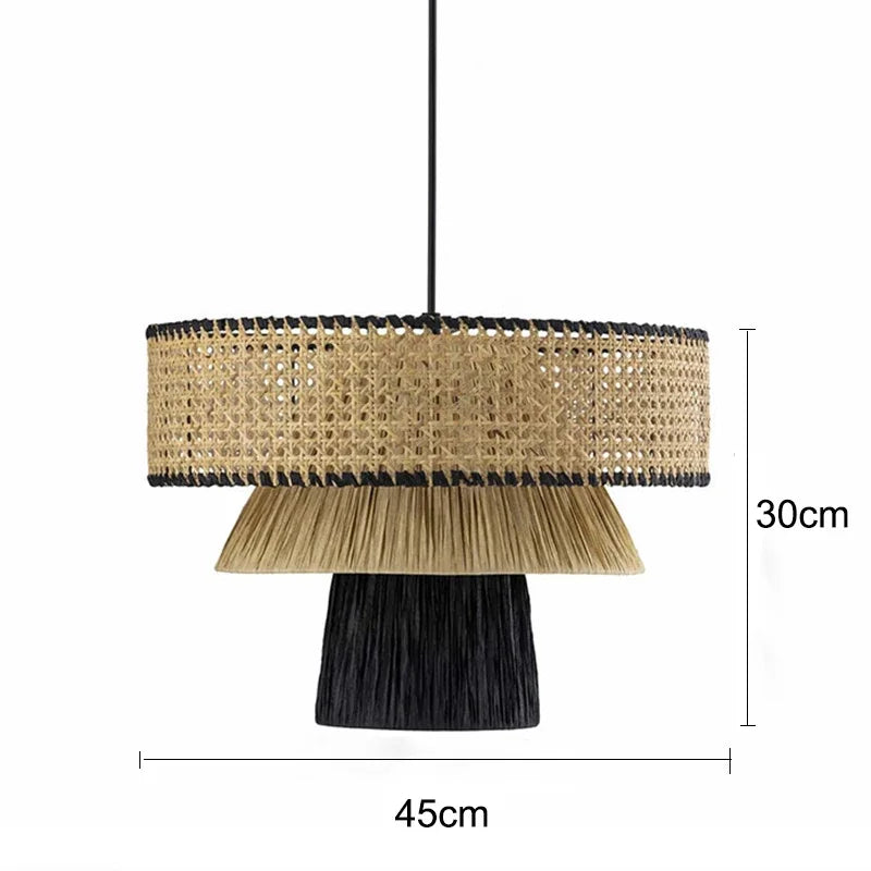 Wabi Sabi Rattan Pendant Light – Handwoven Japanese Ceiling Lamp | Natural Ambient Lighting | Artisan Interior Feature