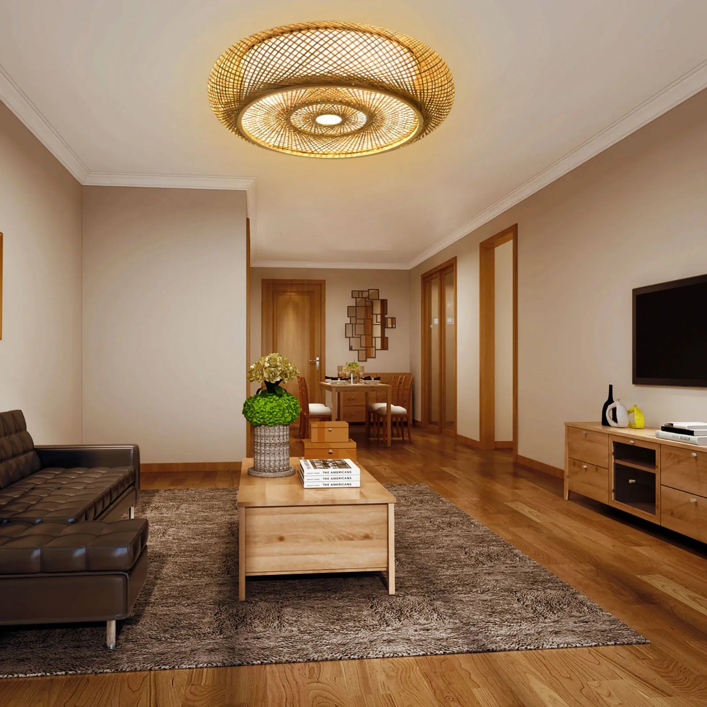 LumaBambu: Moderne Bamboe Plafondlamp Flush-Mount-Leuchtezauber