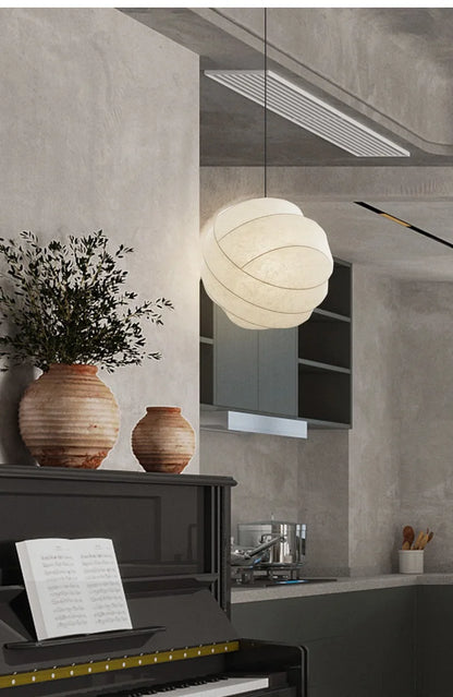 SereneSilk Pendant Light – Wabi-Sabi Silk Ceiling Lamp | Japanese Minimalist Lighting for Elegant Interiors