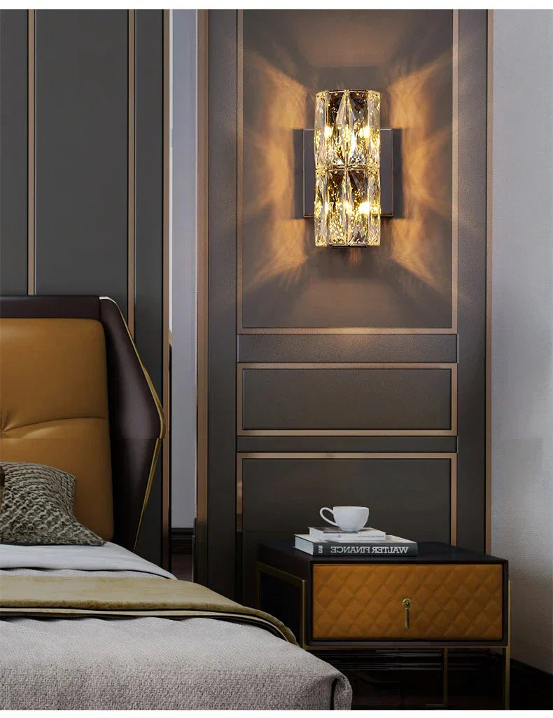 Crystal Luxe LED Wall Light – Stainless Steel Wall Lamp with Clear Glass Shade | Contemporary Ambient Lighting | Elegant Interior Feature