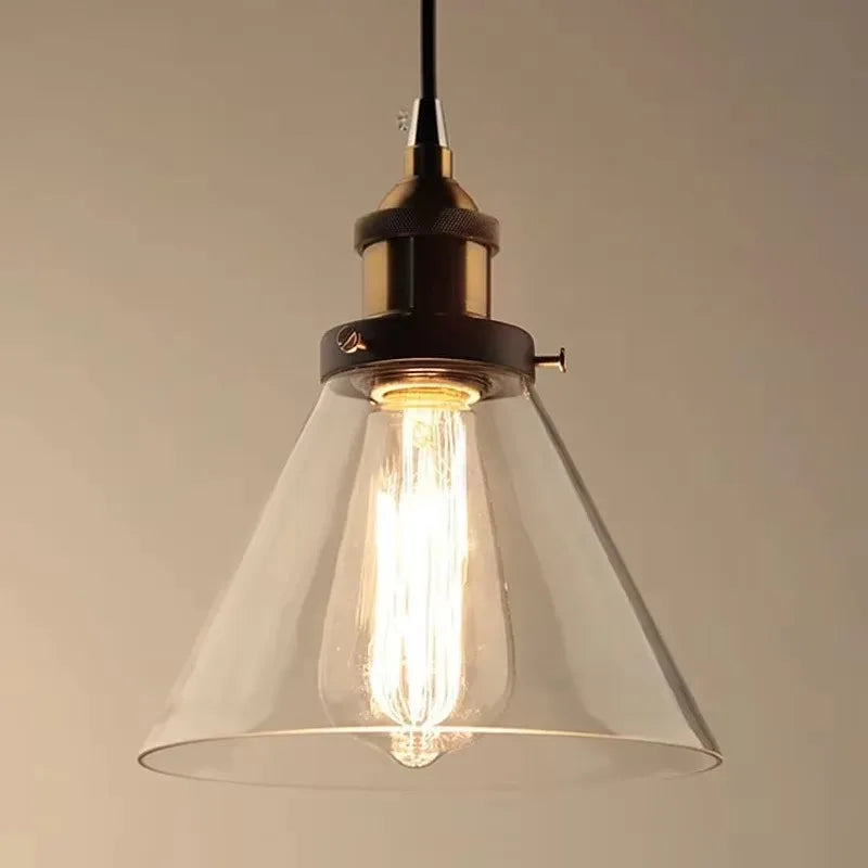 Scandinavian Glass Pendant Light – Vintage Loft E27 Ceiling Lamp | Elegant Ambient Lighting | Contemporary Nordic Interior Feature