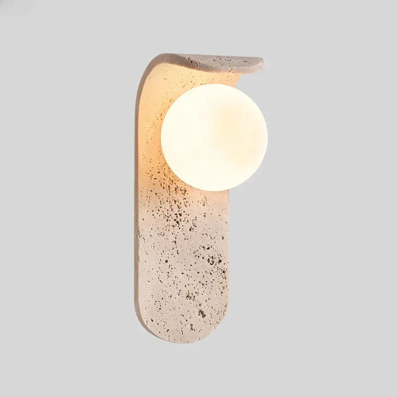 Cavora Stone Wall Light – Scandinavian Glass & Natural Stone Sconce | Up & Down Ambient Lighting | Contemporary Interior Design