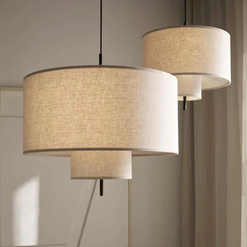 Scandinavian Wabi-Sabi Fabric Pendant Light – Modern LED Ceiling Pendant | Soft Ambient Lighting | Designer Hanging Lamp