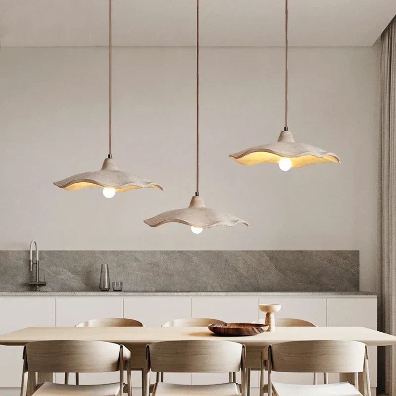 Japandi Wooden Pendant Light – Minimalist LED Ceiling Lamp | Wabi-Sabi Interior Lighting | Natural Contemporary Design
