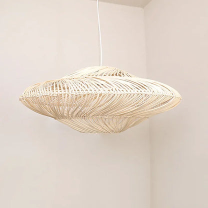 AetherRattan Pendant Light – Wabi-Sabi Rattan Ceiling Lamp | Japanese Nordic UFO Lighting for Elegant Interiors